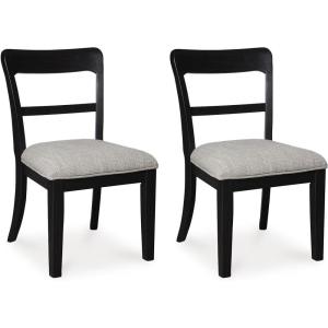 Signature Design by Ashley Chadworth Transitional Upholstered Dining Chair with Saber Leg and Adjustable Leveler, Set of 2, Black(Black)