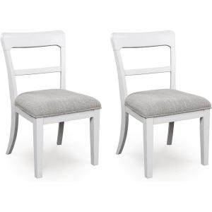 Signature Design by Ashley Chadworth Transitional Upholstered Dining Chair with Saber Leg and Adjustable Leveler, Set of 2, Black(White)