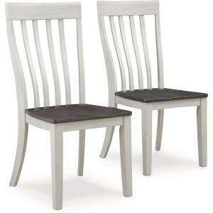 Signature Design by Ashley Darborn Farmhouse Armless Dining Chair with Contoured Seat, Set of 2, White & Gray