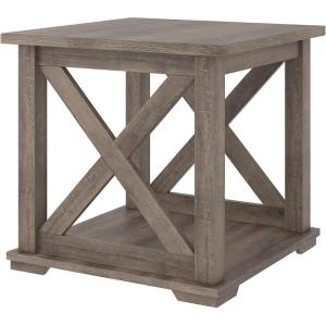 Signature Design by Ashley Freedan Rustic Farmhouse End Table, Gray(Grey)