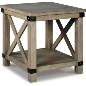 Signature Design by Ashley Freedan Rustic Farmhouse End Table, Gray(Rustic Brown)