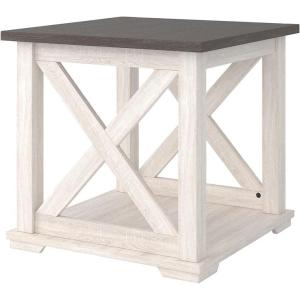 Signature Design by Ashley Freedan Rustic Farmhouse End Table, Gray(White)
