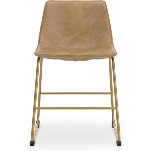 Signature Design by Ashley Lexadine Contemporary Upholstered Faux Leather Dining Chair, Set of 2, Light Brown & Gold