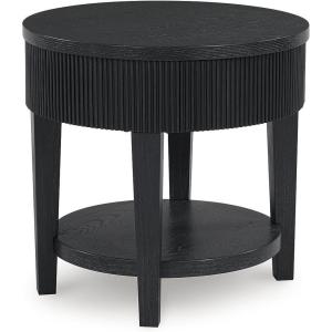 Signature Design by Ashley Marstream Modern End Table with 1 Lower Shelf and Reeded Apron, Black