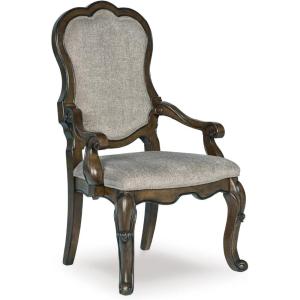 Signature Design by Ashley Maylee Classic Upholstered Dining Arm Chair, Set of 2, Dark Brown