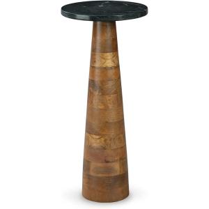 Signature Design by Ashley Quinndon Contemporary Accent Table with Marble Top, Black & Light Brown