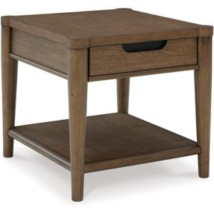 Signature Design by Ashley Roanhowe Contemporary 1-Drawer End Table with Open Lower Shelf, Light Brown