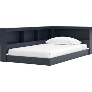 Signature Design by Ashley Simmenfort Transitional Full Bookcase Storage Floor Bed with USB Ports, Power Cord Included, UL Listed, Wood, Foundation or Box Spring Not Needed, Blue, Navy Blue(Twin Bookcase Storage Bed)