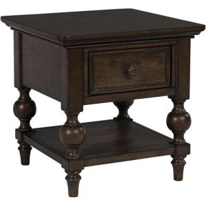 Signature Design by Ashley Veramond Traditional End Table with Drawer and Lower Shelf, Dark Brown