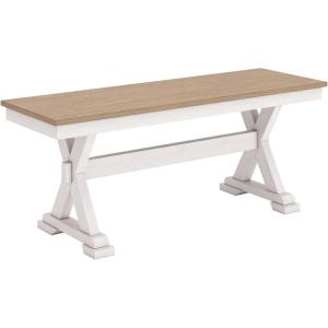 Signature Design by Ashley Westlinport Farmhouse 48″ Dining Bench with Antiqued Finish, Antique White