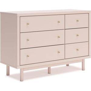 Signature Design by Ashley Wistenpine Modern 6-Drawer Dresser with Safety Stop, Pink(6 Drawer Dresser)