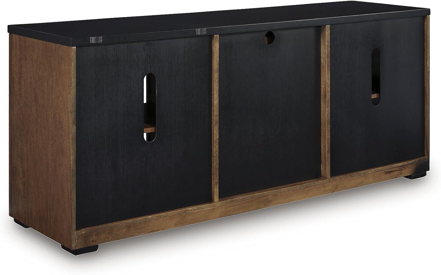 imageSignature Design by Ashley Kallari Casual Credenza with AntiTipping and Adjustable Shelf Dark Brown ampamp Black
