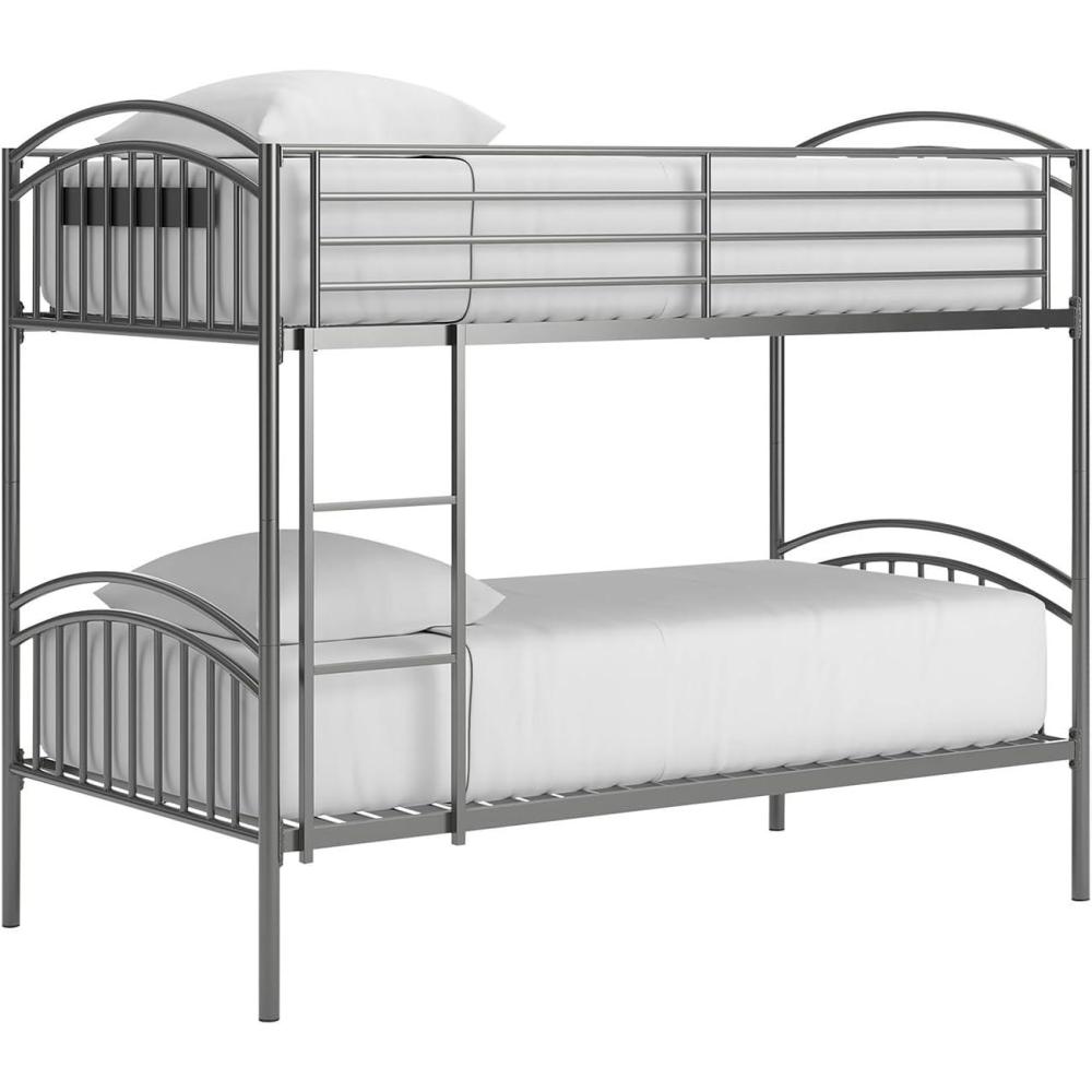 imageSignature Design by Ashley Graymound Casual Space Saving Convertible Twin Over Twin Bunk Bed with Ladder and Protective Side Rails Foundation or Box Spring Not Needed Gray