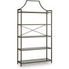 imageSignature Design by Ashley Bernonly Traditional Metal Etagere 72quot Bookcase with 5 Glass Shelves Metallic