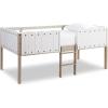 imageSignature Design by Ashley Wrenalyn Farmhouse Twin Loft Bed Frame with Ladder and Side Rails White ampamp Light Brown