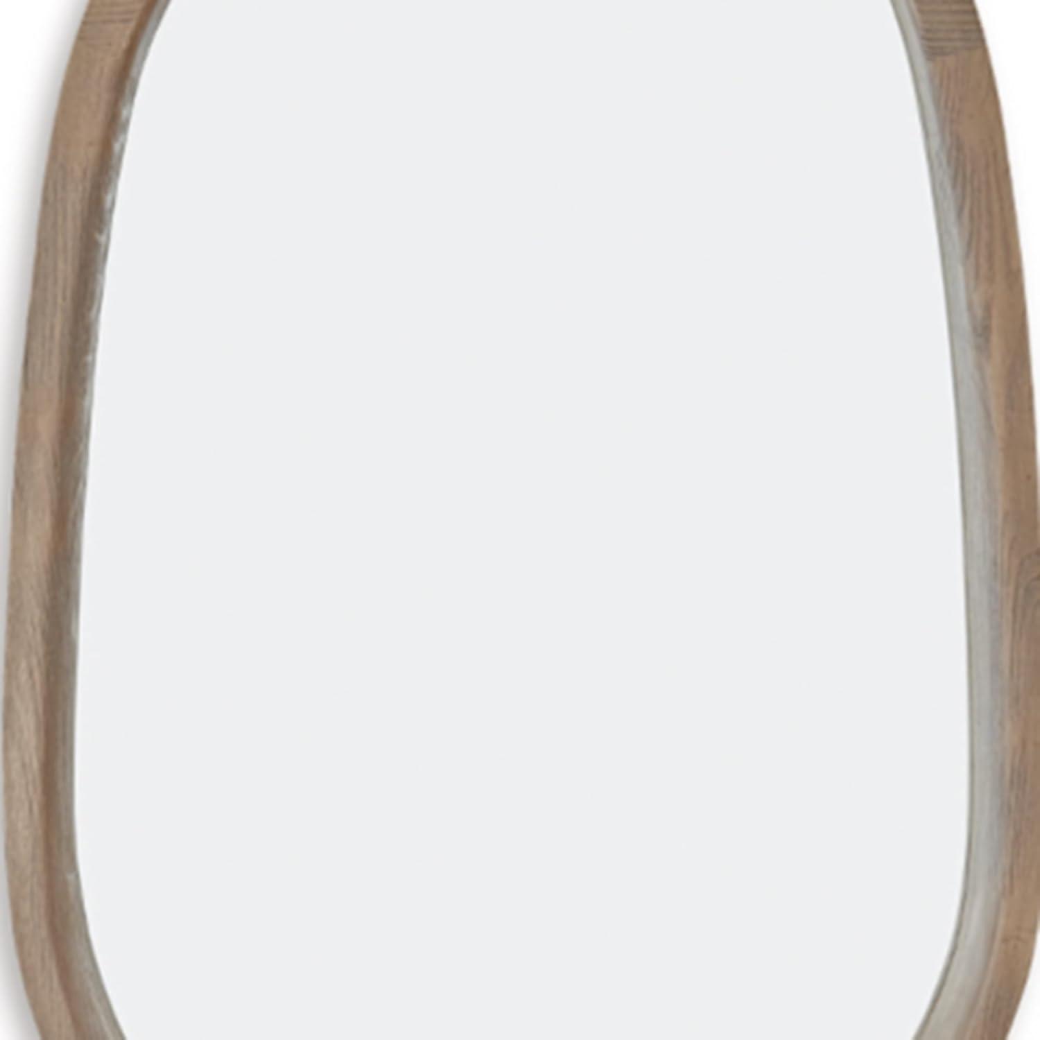 imageSignature Design by Ashley Aarilynn Casual Oval Wall Mounted Wood Frame Accent Mirror 24 x 39 Inches for Living Room Light Brown