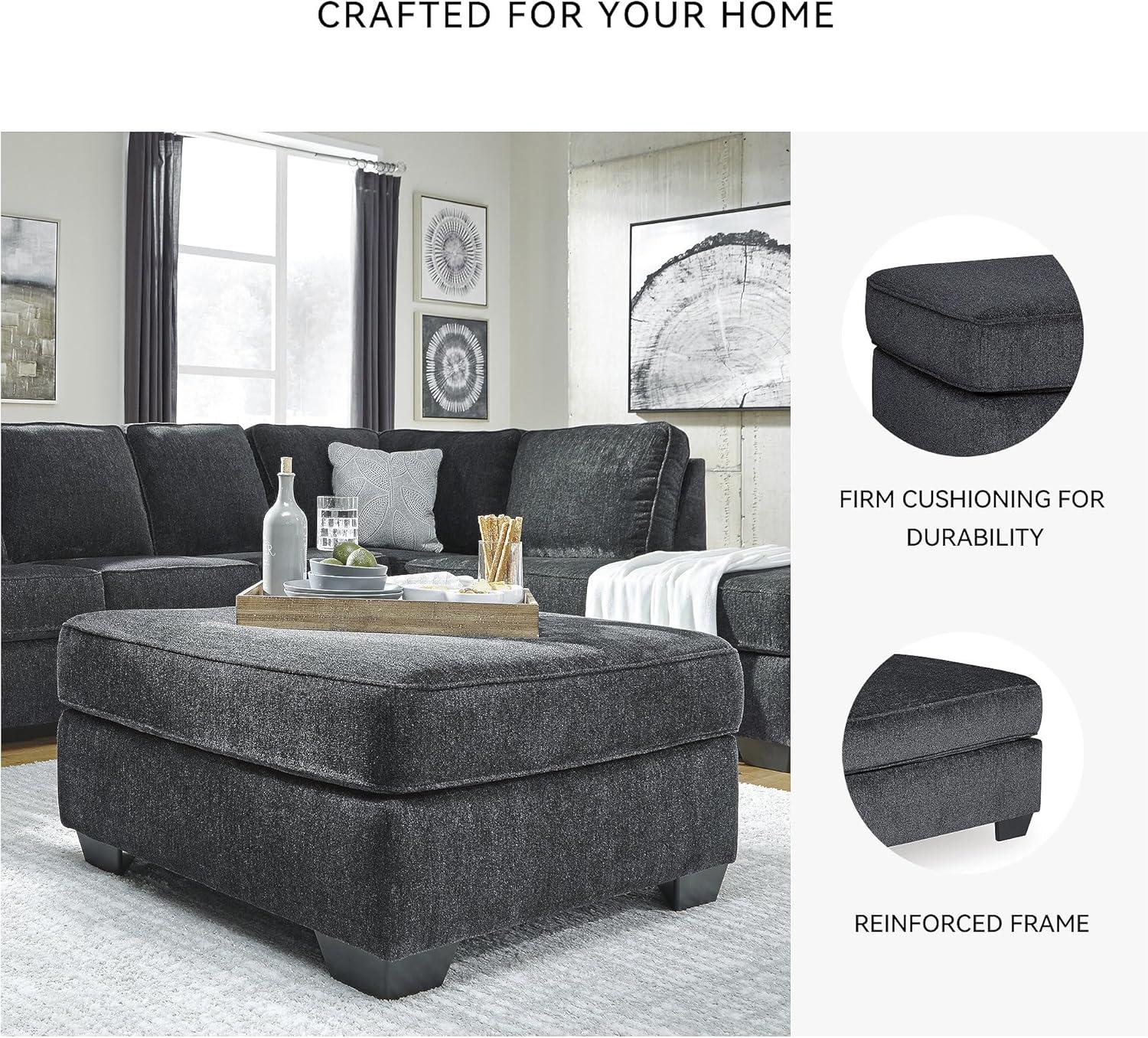 imageSignature Design by Ashley Altari Modern Rectangular Accent Ottoman Light GrayCharcoal