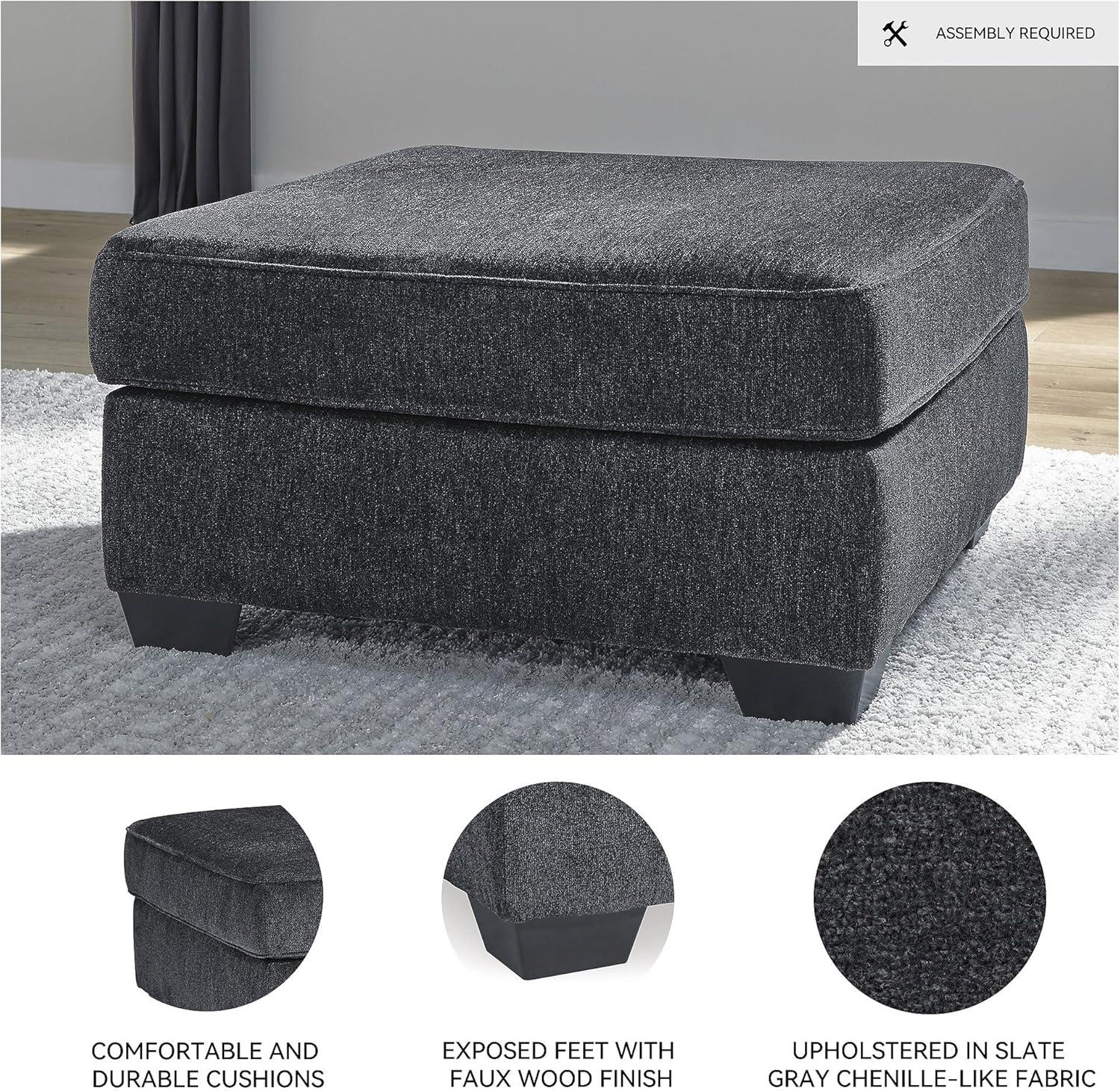 imageSignature Design by Ashley Altari Modern Rectangular Accent Ottoman Light GrayCharcoal