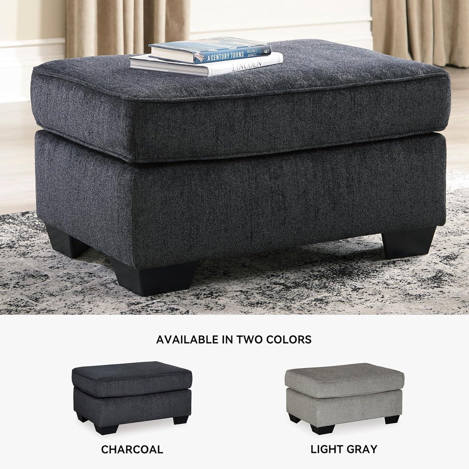 imageSignature Design by Ashley Altari Modern Rectangular Accent Ottoman Light GrayCharcoal