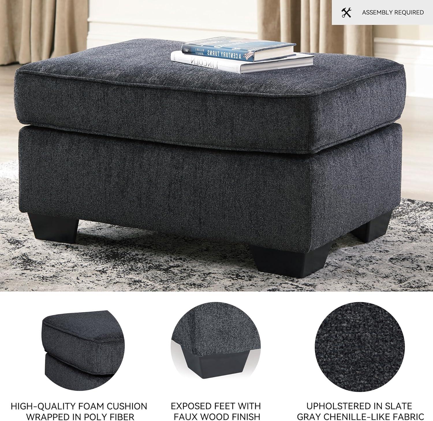 imageSignature Design by Ashley Altari Modern Rectangular Accent Ottoman Light GrayCharcoal