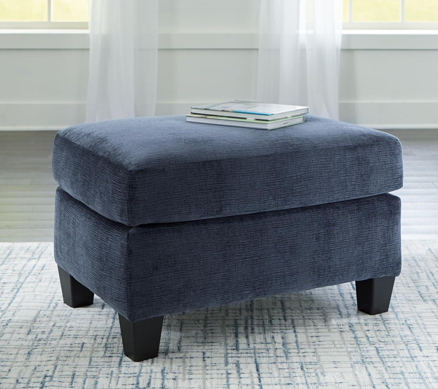imageSignature Design by Ashley Amity Bay Modern Upholstered Rectangular Ottoman Light BrownBlue