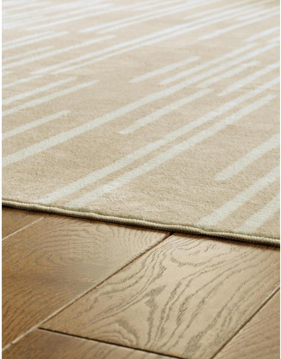 imageSignature Design by Ashley Ardenville Modern Indoor Washable Striped 5 x 7 Rug with Non Slip Backing Light Brown ampamp White