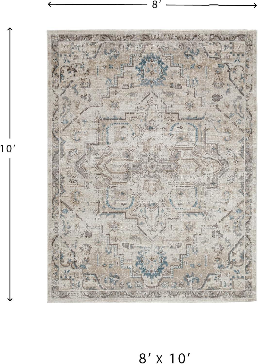 imageSignature Design by Ashley Barkham Transitional Machine Washable 8x10 Area Rug Light Gray ampamp BlueLight Gray Blue