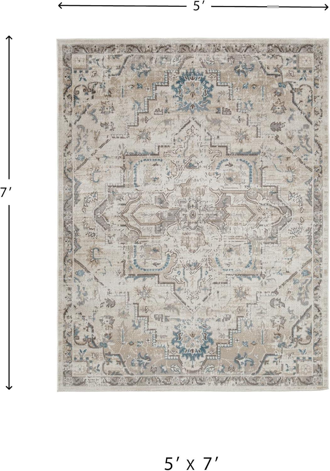 imageSignature Design by Ashley Barkham Transitional Machine Washable 8x10 Area Rug Light Gray ampamp BlueLight Gray Blue