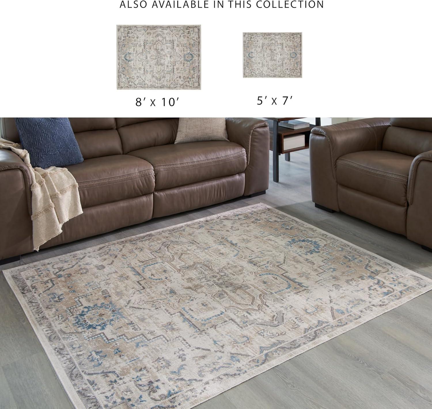 imageSignature Design by Ashley Barkham Transitional Machine Washable 8x10 Area Rug Light Gray ampamp BlueLight Gray Blue