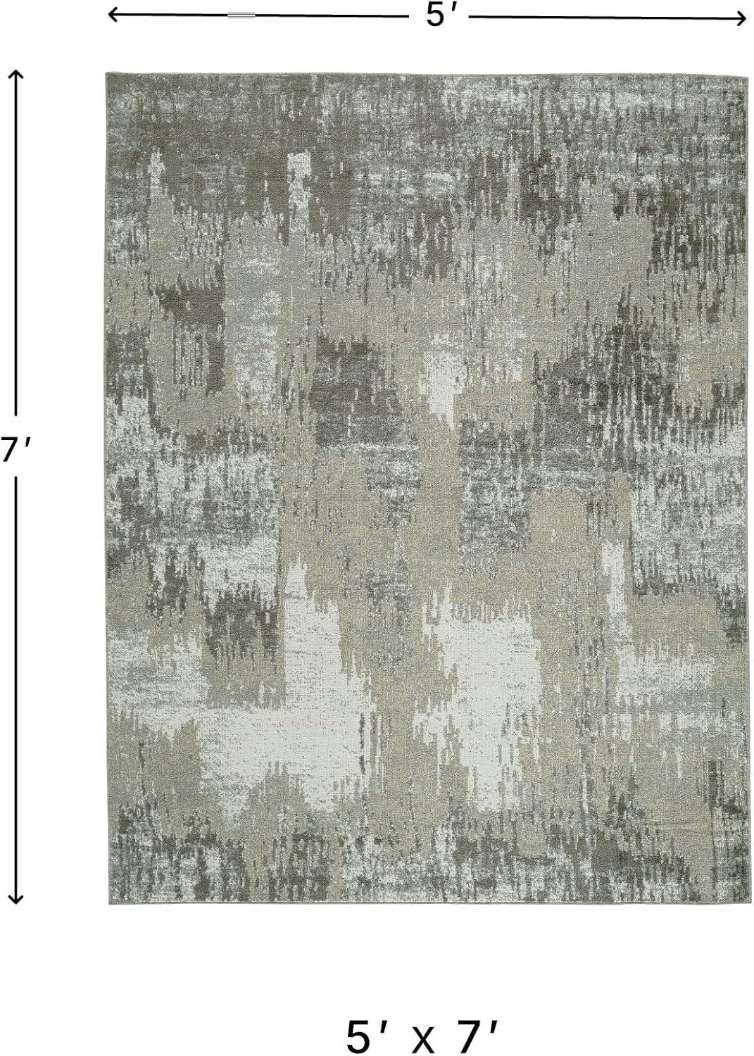 imageSignature Design by Ashley Barkham Transitional Machine Washable 8x10 Area Rug Light Gray ampamp BlueLight Gray Cream
