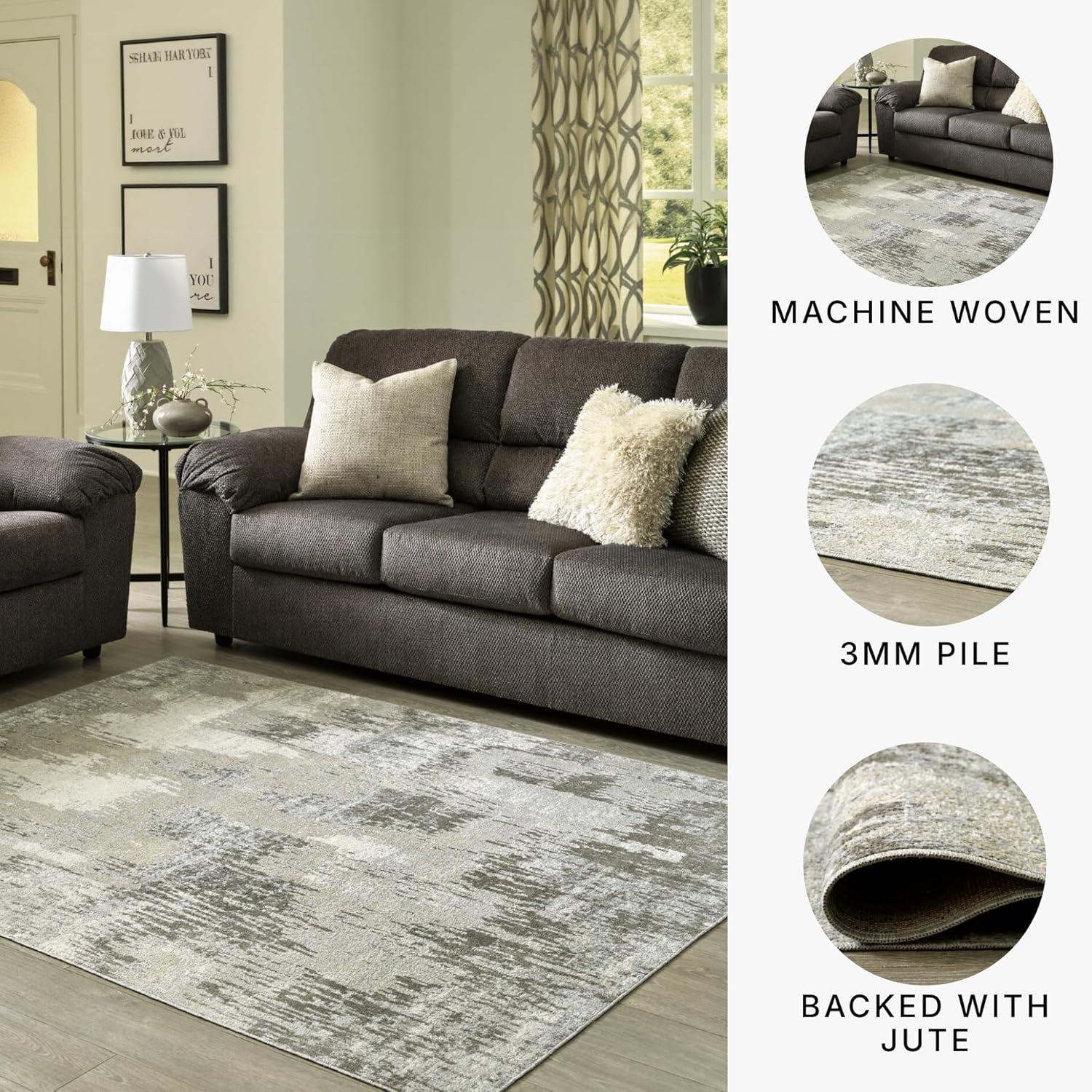 imageSignature Design by Ashley Barkham Transitional Machine Washable 8x10 Area Rug Light Gray ampamp BlueLight Gray Cream