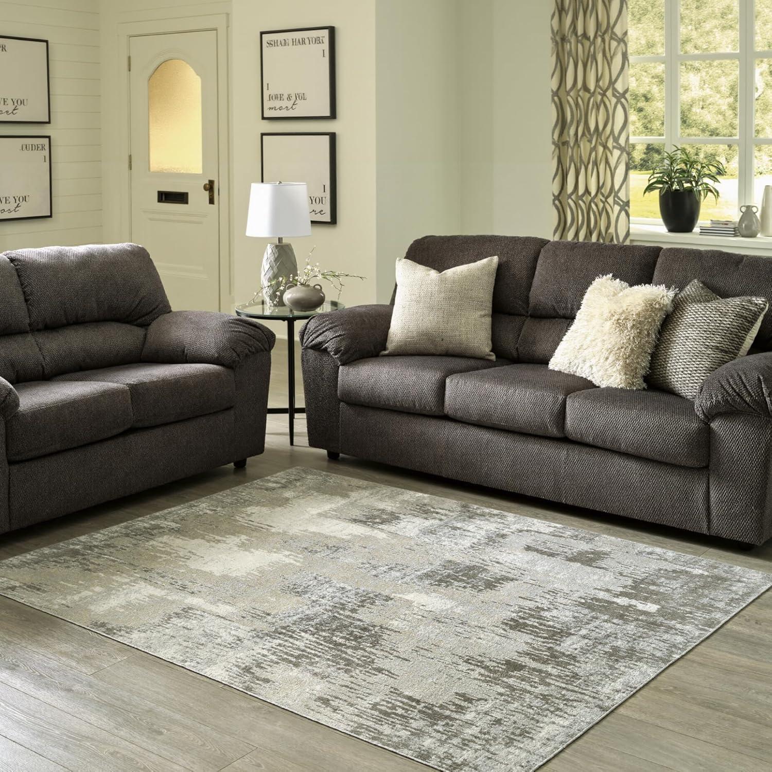 imageSignature Design by Ashley Barkham Transitional Machine Washable 8x10 Area Rug Light Gray ampamp BlueLight Gray Cream