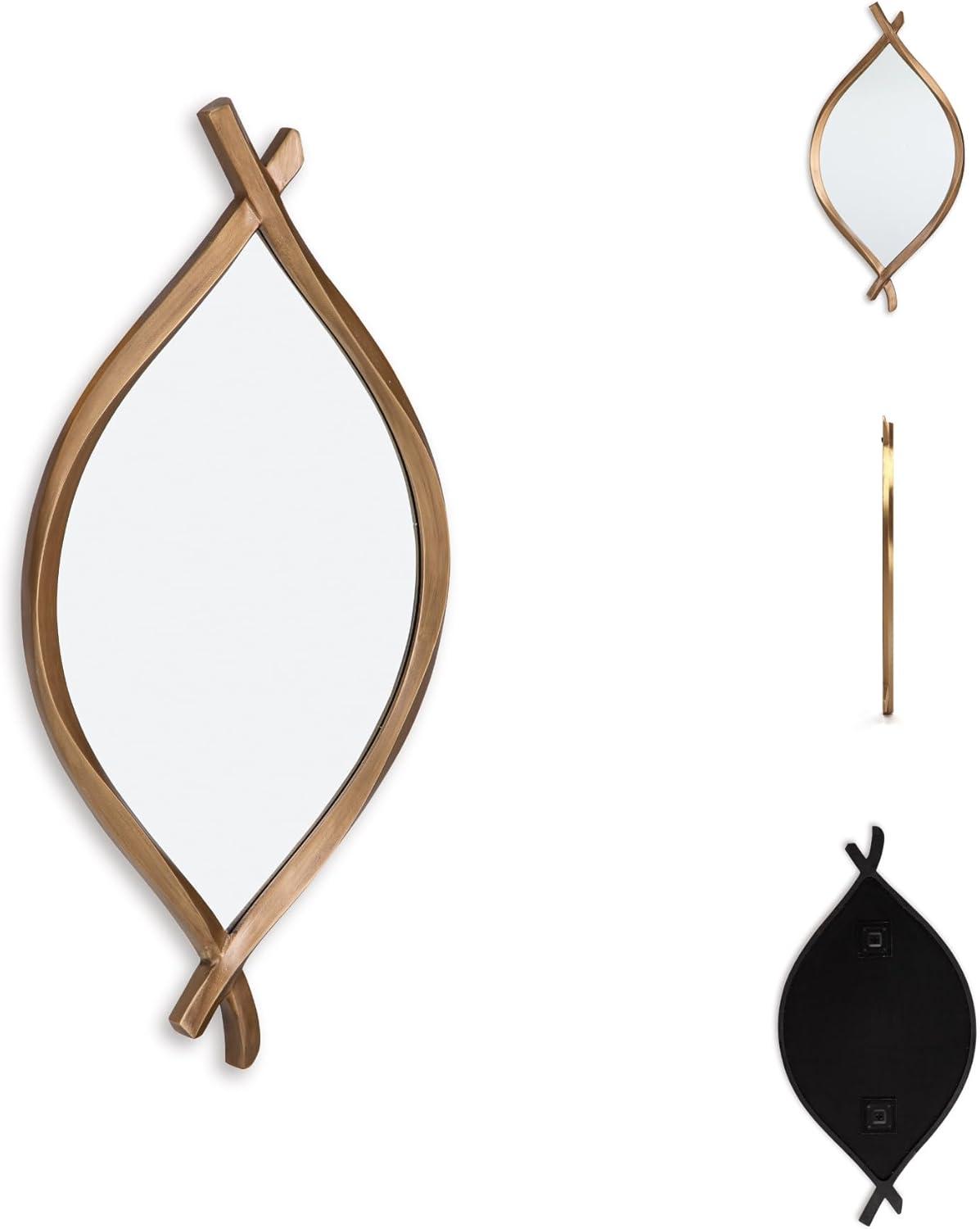 imageSignature Design by Ashley Bartner Contemporary Wall Mounted Metal Frame Accent Mirror 18 x 36 Inches for Living Room Metallic