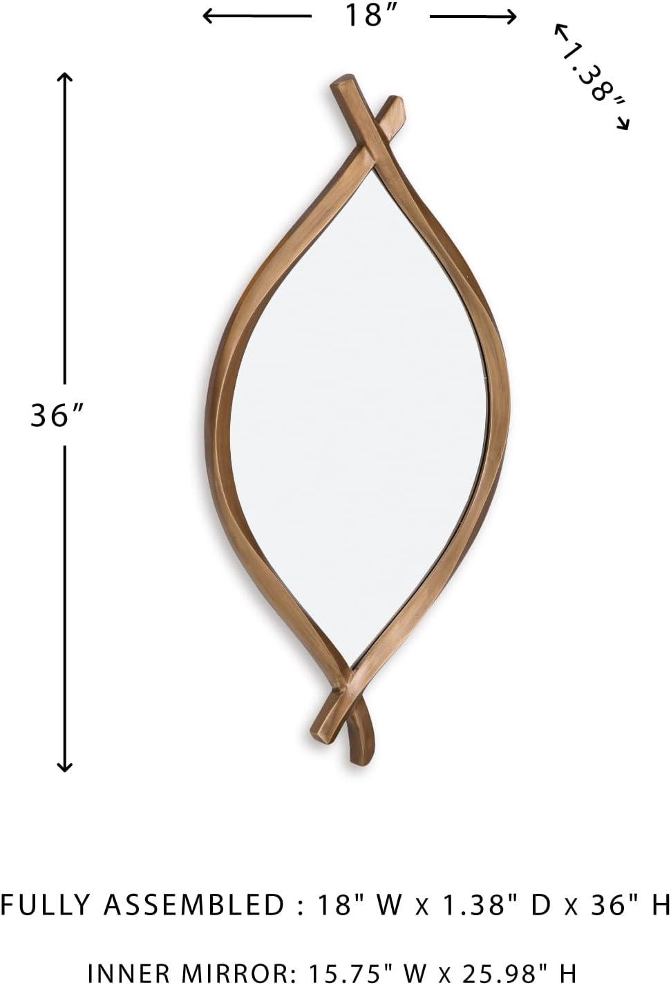 imageSignature Design by Ashley Bartner Contemporary Wall Mounted Metal Frame Accent Mirror 18 x 36 Inches for Living Room Metallic