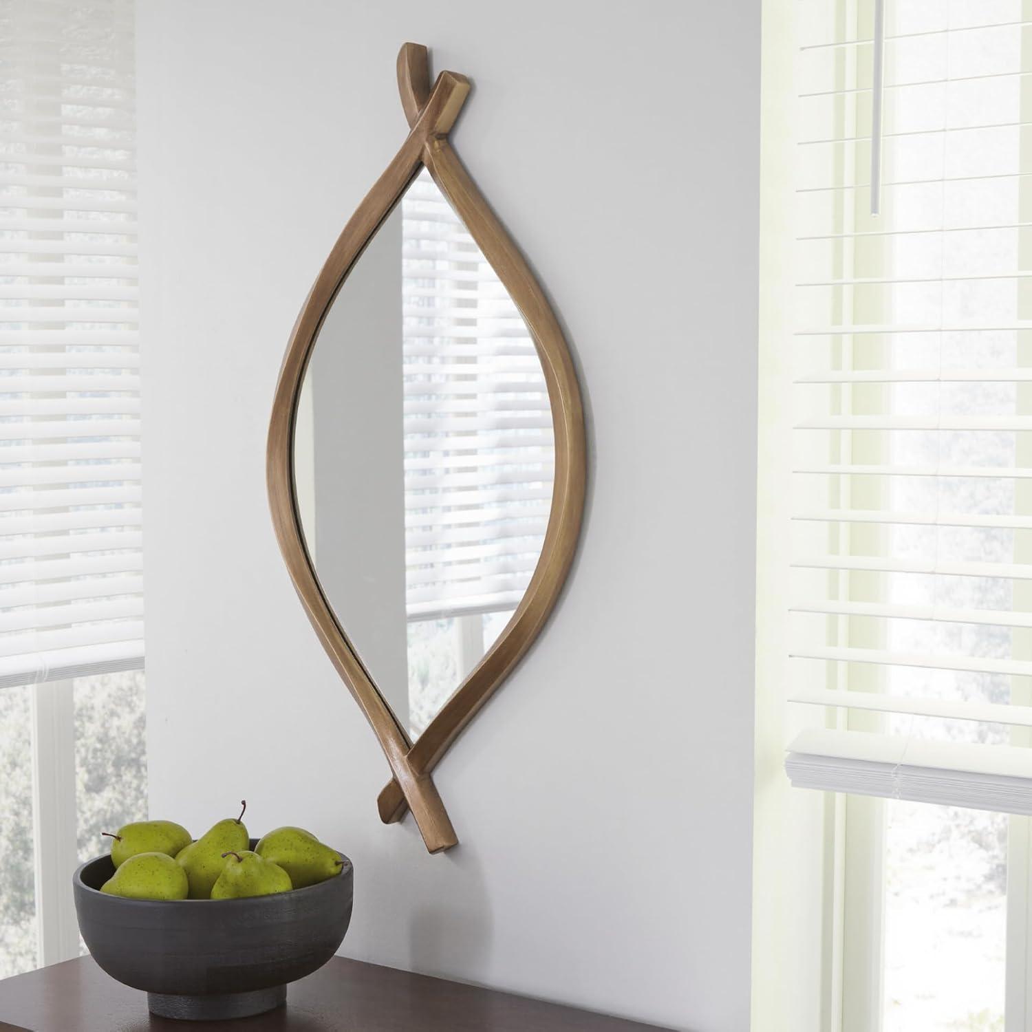 imageSignature Design by Ashley Bartner Contemporary Wall Mounted Metal Frame Accent Mirror 18 x 36 Inches for Living Room Metallic