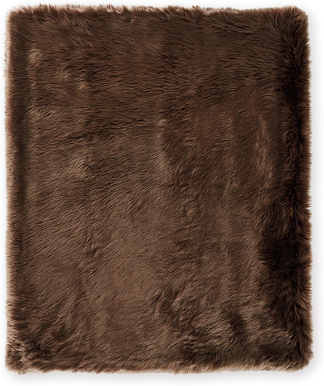imageSignature Design by Ashley Bellethrone Modern Lightweight Reversible Faux Fur Throw 50x60 Dark Brown