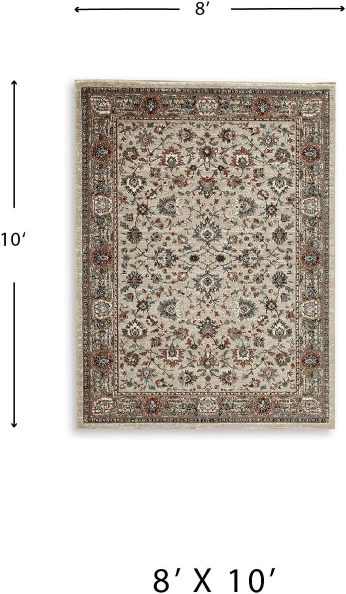imageSignature Design by Ashley Beritham Classic Indoor Floral Rectangular 8 x 10 Area Rug Dark Brown ampamp Beige710 x 10 Rectangular