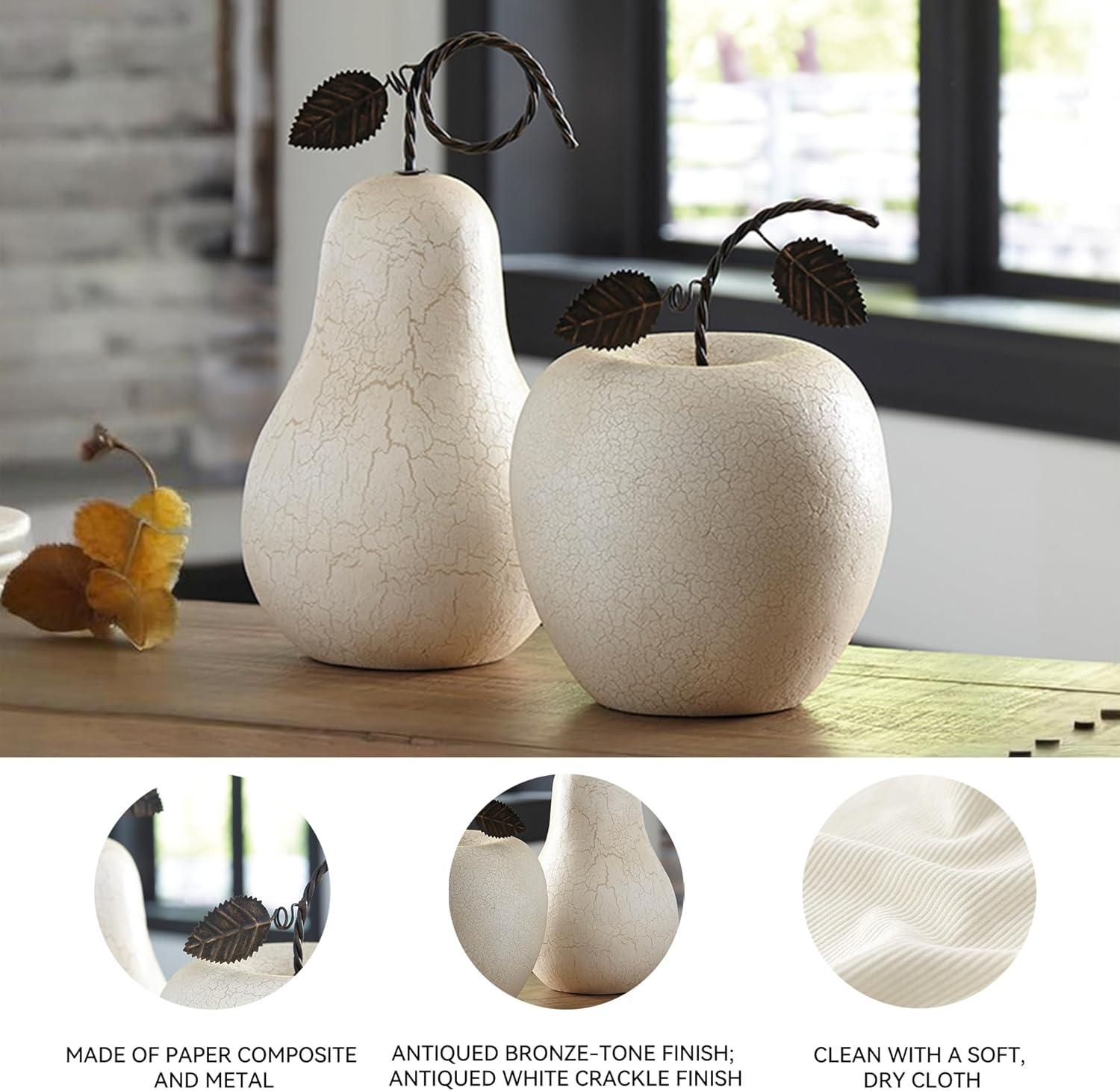 imageSignature Design by Ashley Bidelia 2 Piece Metal Apple Fruit Sculpture Set BeigeApple Pear