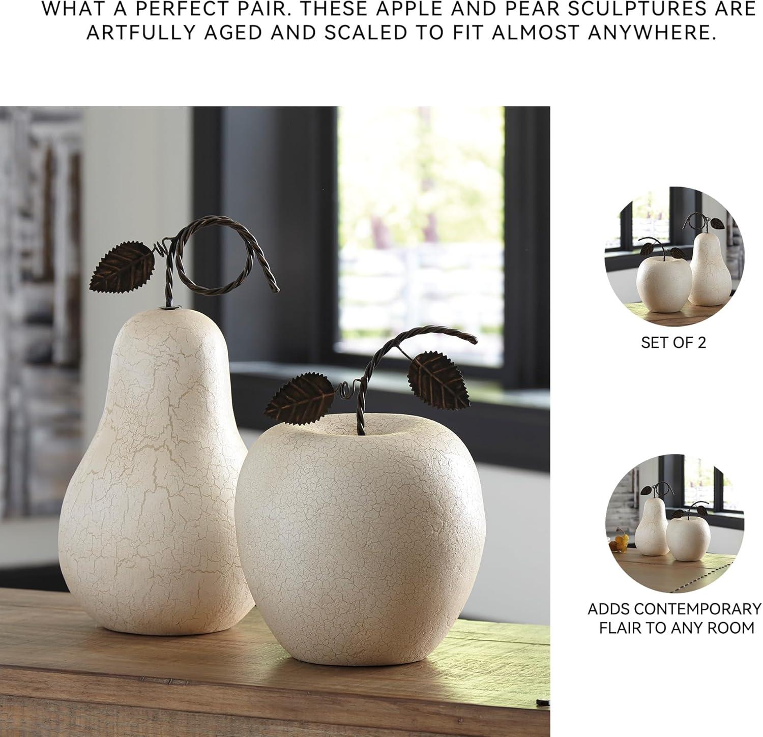 imageSignature Design by Ashley Bidelia 2 Piece Metal Apple Fruit Sculpture Set BeigeApple Pear