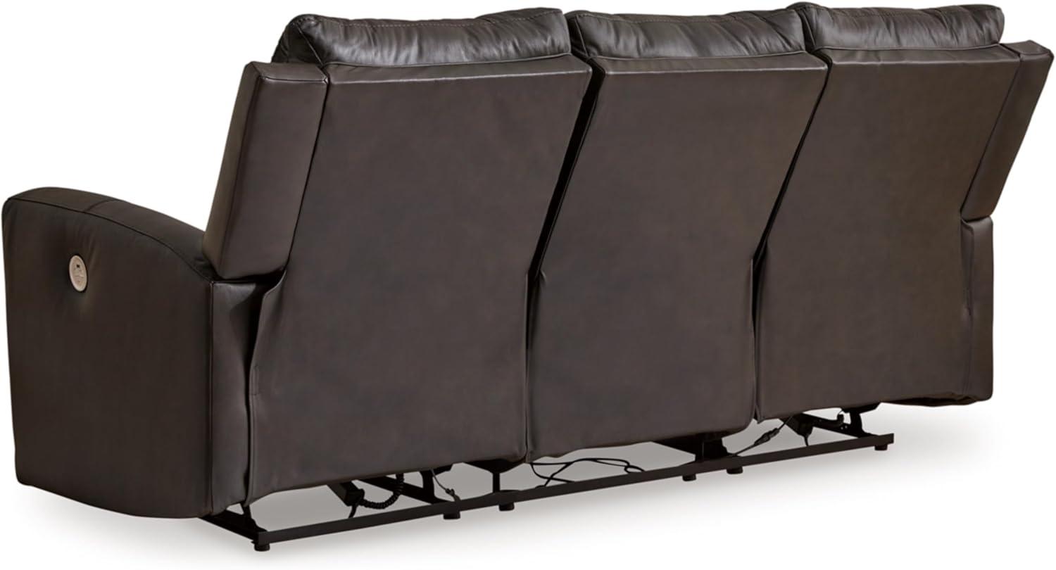 imageSignature Design by Ashley Boxmere Modern Leather Match Power Reclining Sofa with USB Ports Dark BrownPower Reclining Sofa