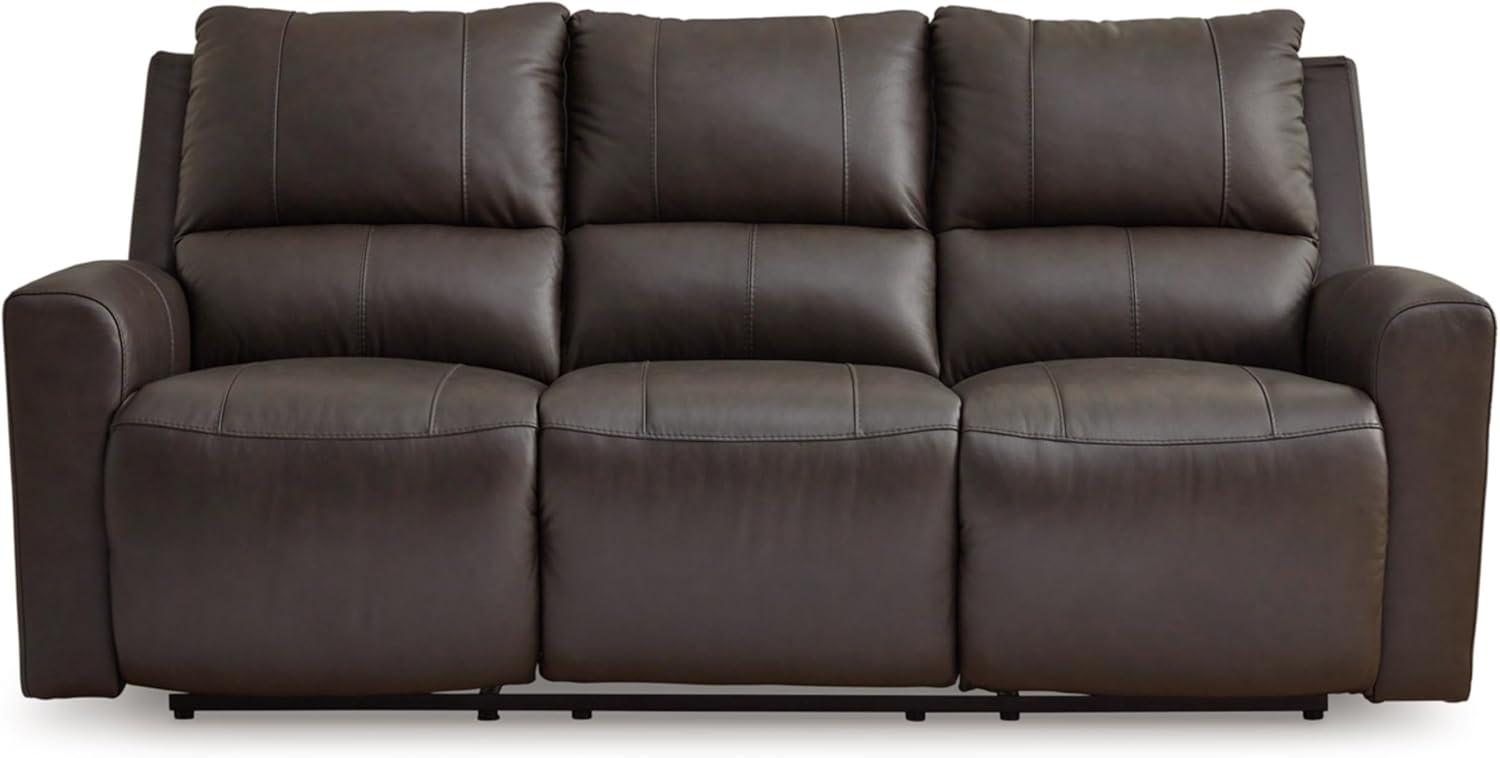 imageSignature Design by Ashley Boxmere Modern Leather Match Power Reclining Sofa with USB Ports Dark BrownPower Reclining Sofa