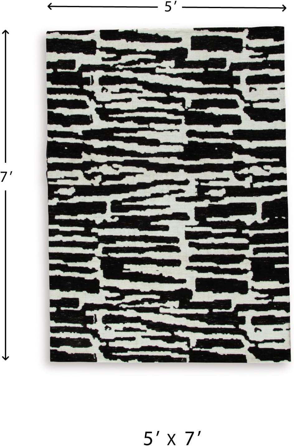 imageSignature Design by Ashley Bramshaw Contemporary Indoor Abstract 8 x 10 Large Rug Black ampamp White52 x 69 Rectangular