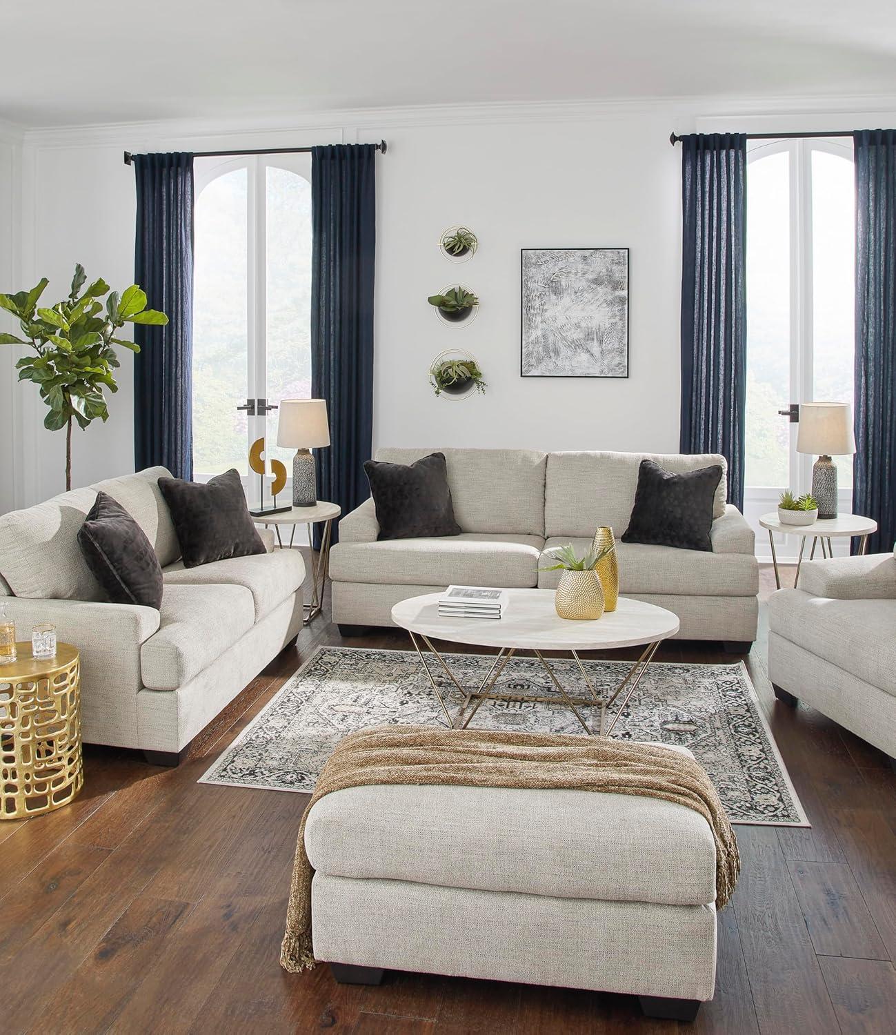 imageSignature Design by Ashley Brebryan Contemporary Ottoman Light Gray ampamp CreamBrown Cream