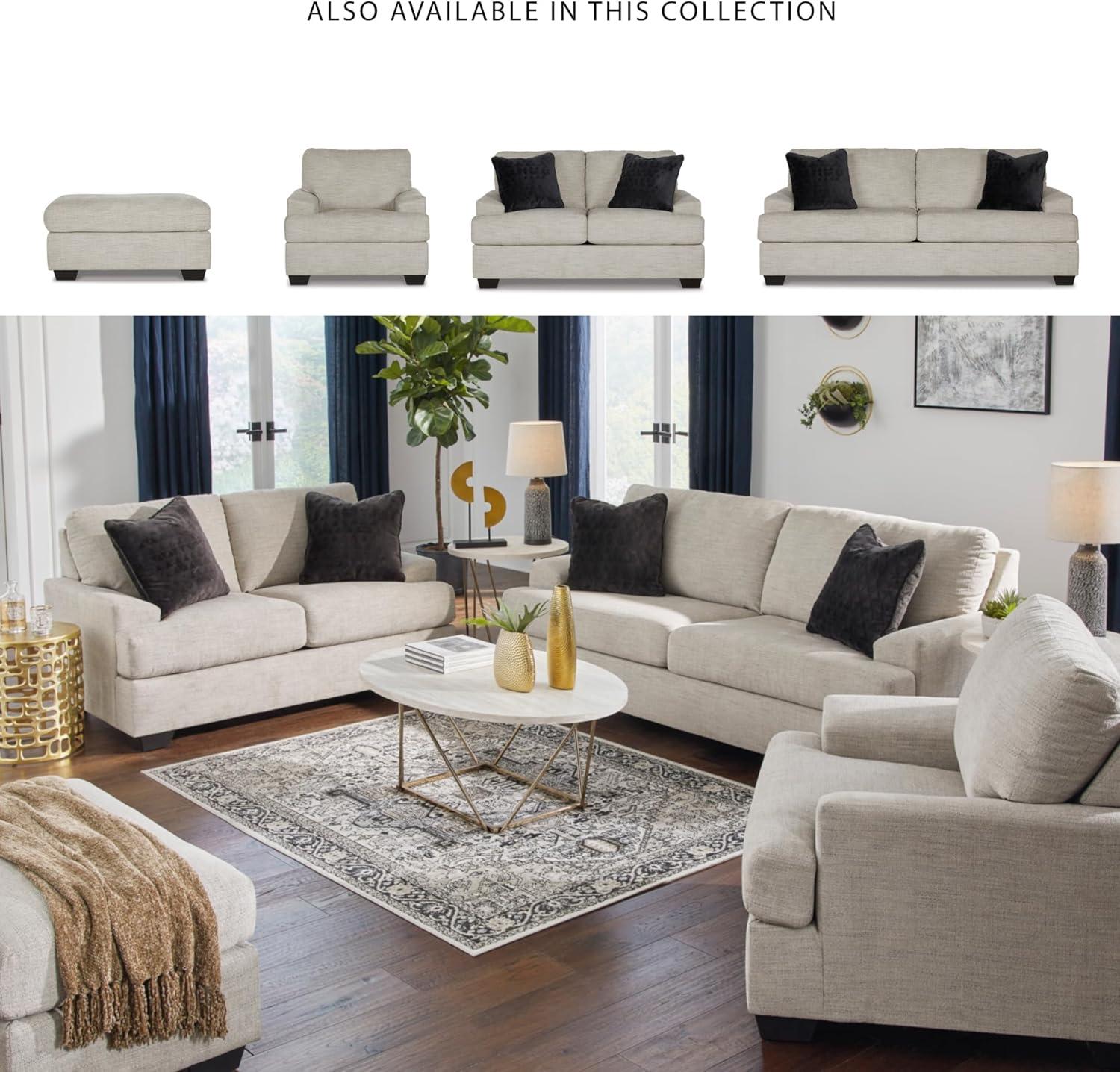 imageSignature Design by Ashley Brebryan Contemporary Ottoman Light Gray ampamp CreamBrown Cream