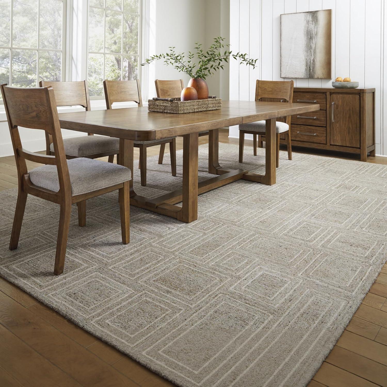 imageSignature Design by Ashley Brickburgh Contemporary Indoor Geometric Handmade 10 x 14 Rug Light Gray ampamp Light Brown102 x 1311 Rectangular