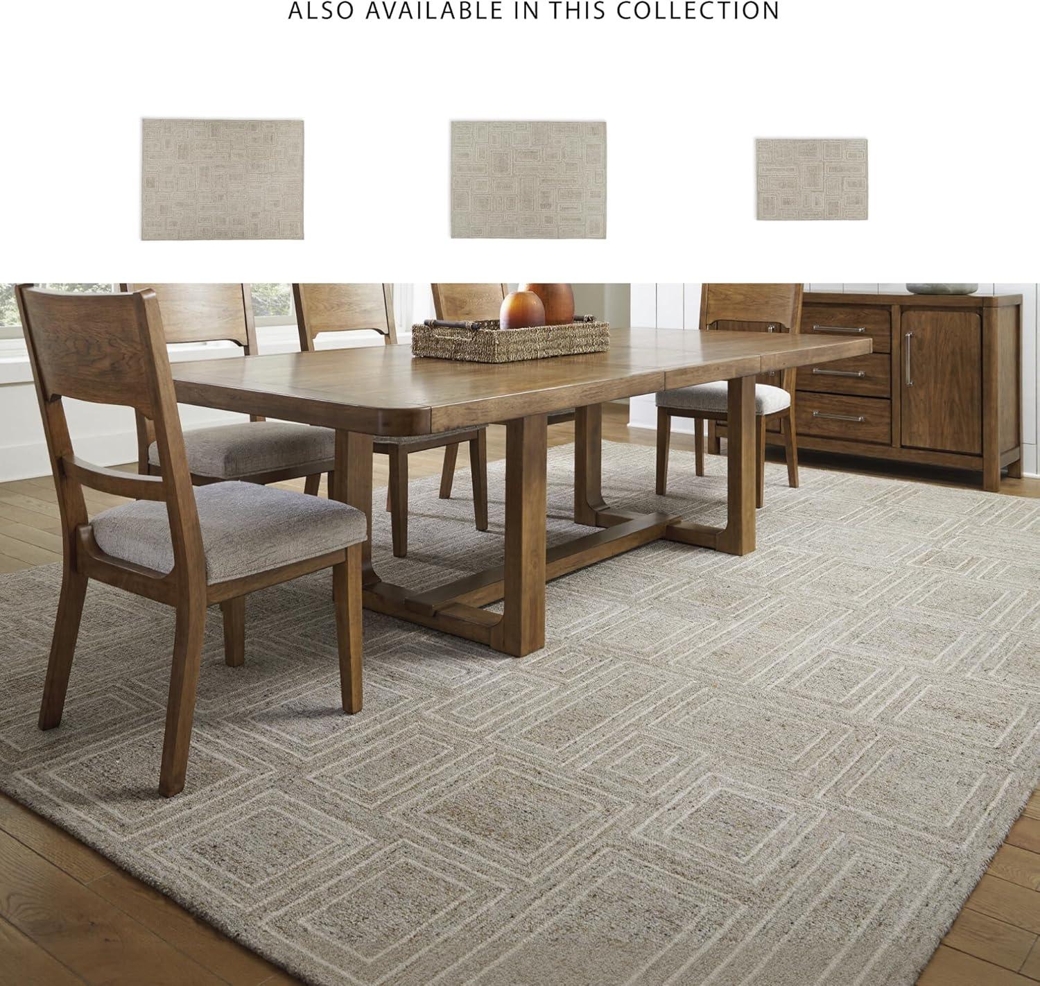 imageSignature Design by Ashley Brickburgh Contemporary Indoor Geometric Handmade 10 x 14 Rug Light Gray ampamp Light Brown102 x 1311 Rectangular