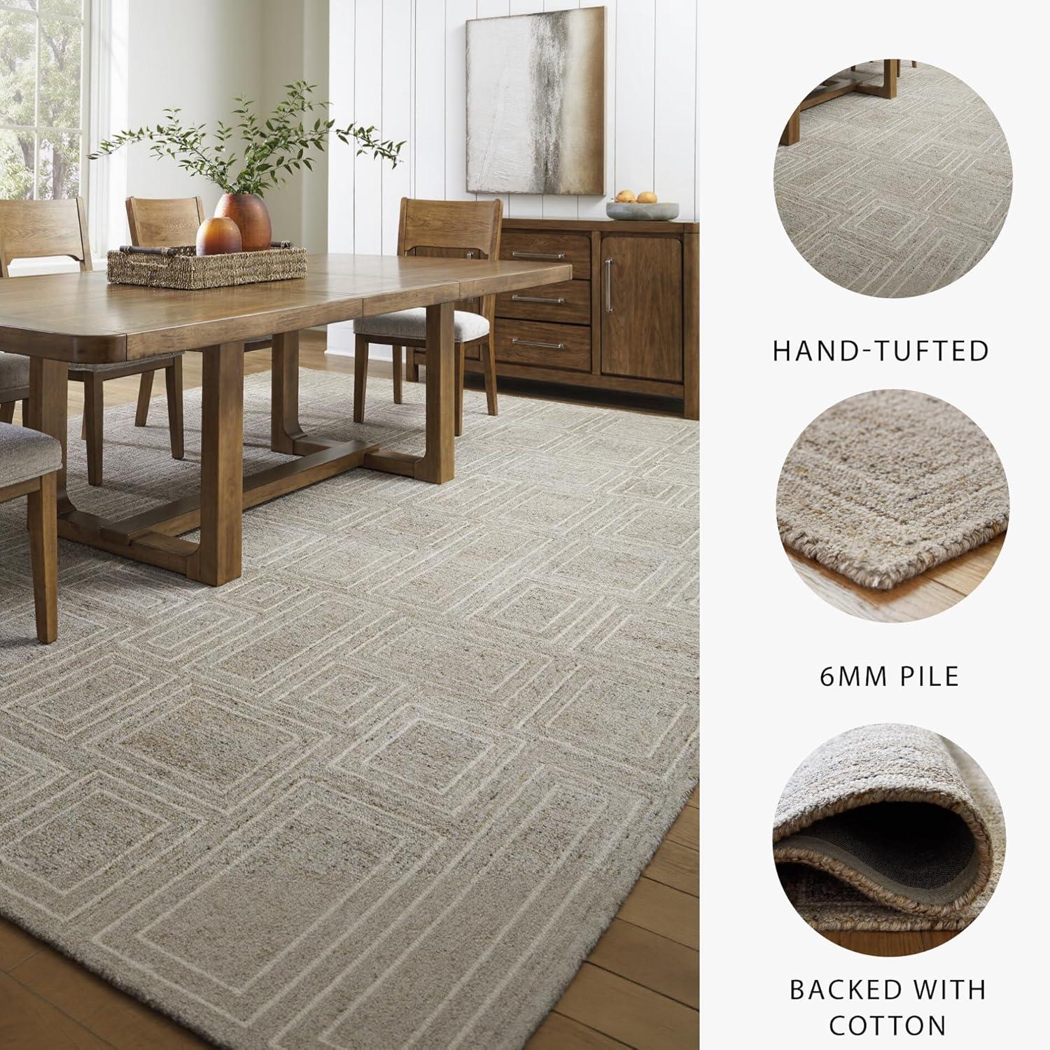 imageSignature Design by Ashley Brickburgh Contemporary Indoor Geometric Handmade 10 x 14 Rug Light Gray ampamp Light Brown102 x 1311 Rectangular