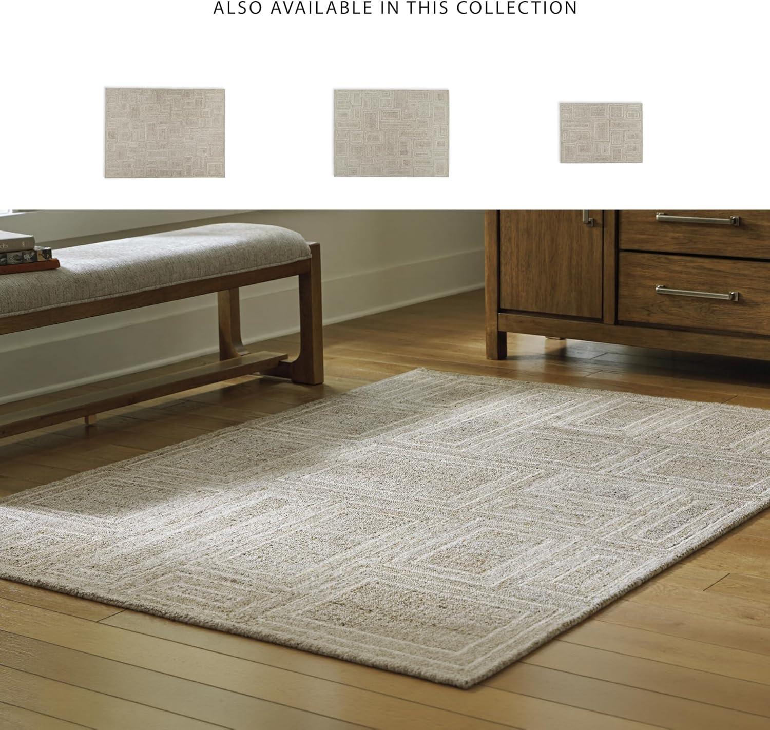 imageSignature Design by Ashley Brickburgh Contemporary Indoor Geometric Handmade 10 x 14 Rug Light Gray ampamp Light Brown52 x 7 Rectangular