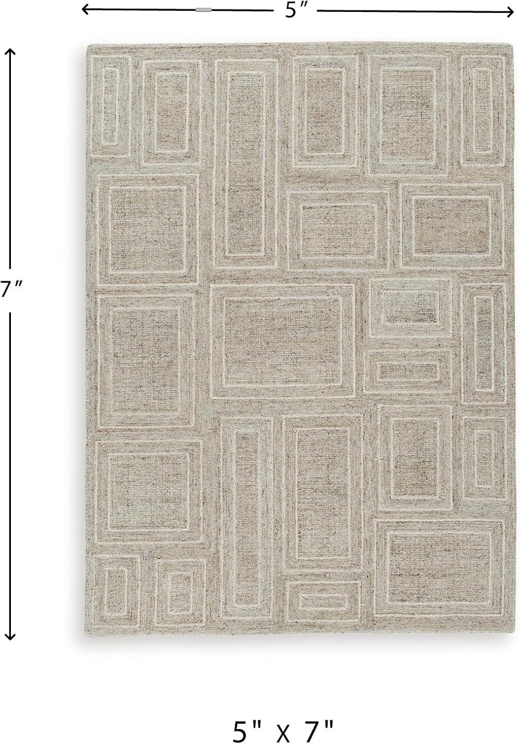 imageSignature Design by Ashley Brickburgh Contemporary Indoor Geometric Handmade 10 x 14 Rug Light Gray ampamp Light Brown52 x 7 Rectangular