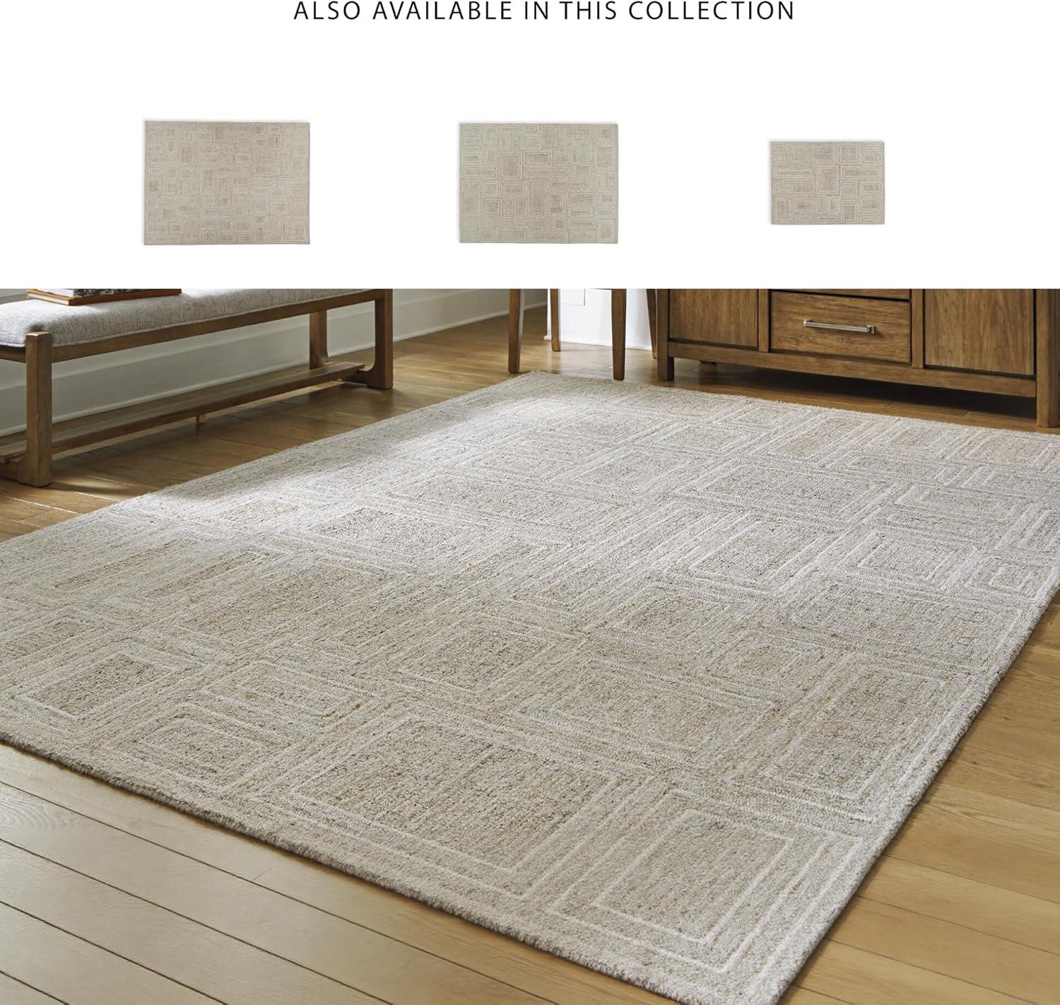 imageSignature Design by Ashley Brickburgh Contemporary Indoor Geometric Handmade 10 x 14 Rug Light Gray ampamp Light Brown711 x 911 Rectangular